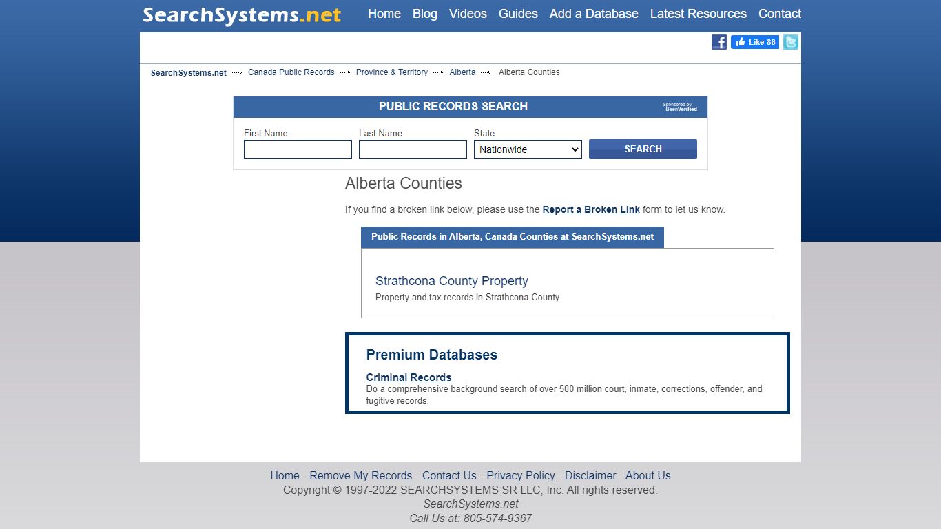 Public Records in Alberta, Canada Counties at SearchSystems.net