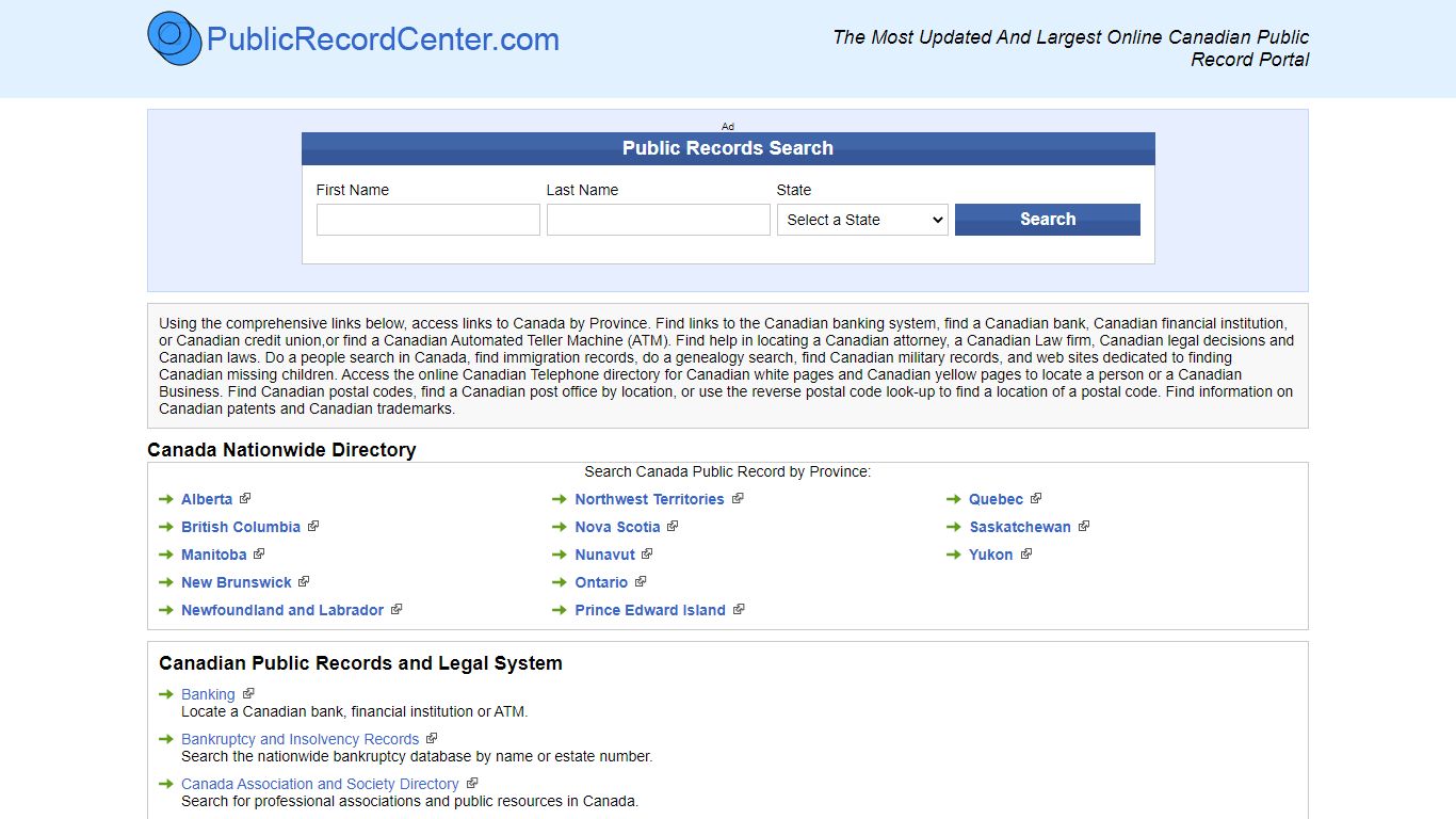 Free Canada Public Record, From The Largest And Most Updated Source